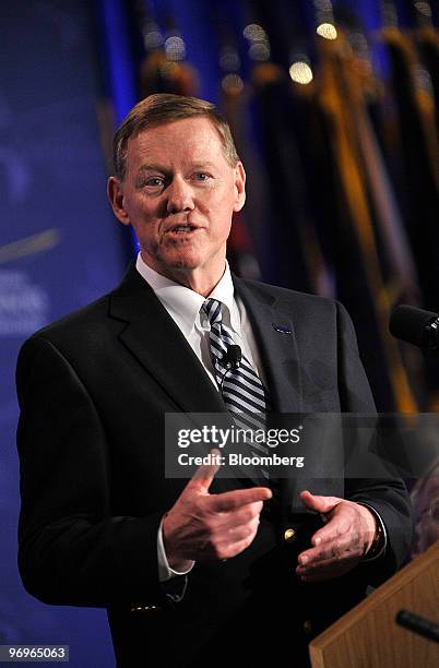 Alan Mulally, chief executive officer of Ford Motor Co. Speaks at the 2010 National Governors Association Winter Meeting in Washington, D.C., U.S.,...