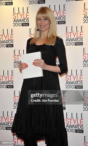 Claudia Schiffer poses in the winners room at the ELLE Style Awards at Grand Connaught Rooms on February 22, 2010 in London, England.