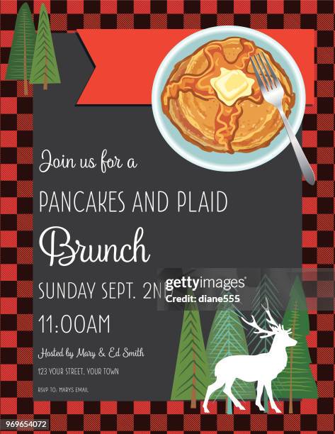 plaid flannel background with deer or bear - lumberjack stock illustrations