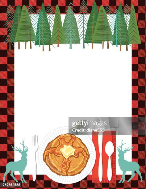 plaid flannel background with deer or bear - lumberjack stock illustrations