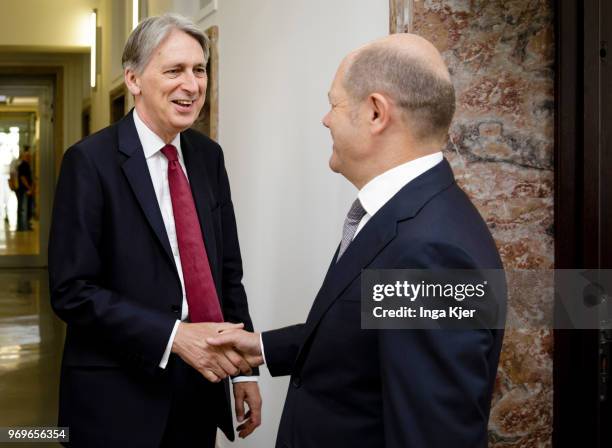 Berlin, Germany German Finance Minister Olaf Scholz meets Philip Hammond, U.K. Chancellor of the exchequer, on June 08, 2018 in Berlin, Germany.