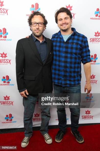 David Nassbaum and Jason Ritter attend Hologram USA's Debut of "The Jackie Wilson Story" at Hologram USA Theater on June 7, 2018 in Los Angeles,...