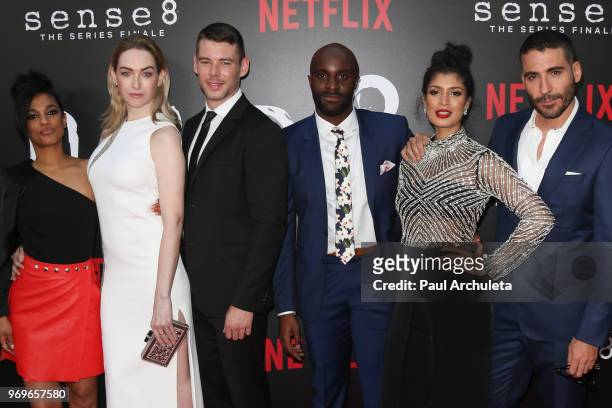 Actors Freema Agyema, Jamie Clayton, Brian J. Smith, Toby Onwumere, Tina Desai and Miguel çngel Silvestre attend Netflix's "Sense8" series finale...