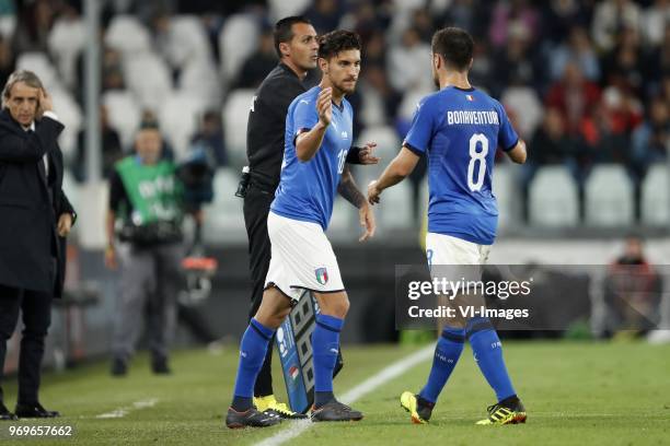 Lorenzo Pellegrini of Italy, Giacomo Bonaventura of Italy during the International friendly match between Italy and The Netherlands at Allianz...