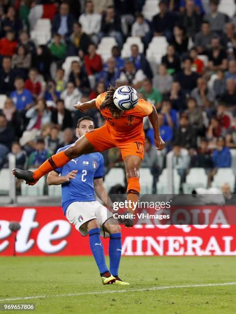 Mattia De Sciglio of Italy, Nathan Ake of Holland 1-1 during the International friendly match between Italy and The Netherlands at Allianz Stadium on...