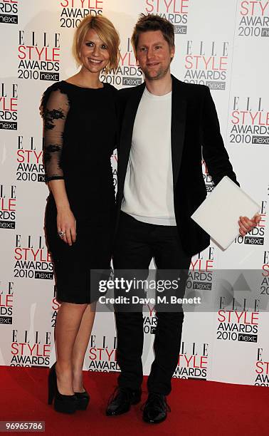 Christopher Bailey poses with the International Designer Award presented by Claire Danes during the ELLE Style Awards 2010, at the Grand Connaught...