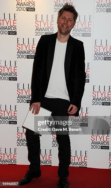 Christopher Bailey poses with the International Designer Award during the ELLE Style Awards 2010, at the Grand Connaught Rooms on February 22, 2010...