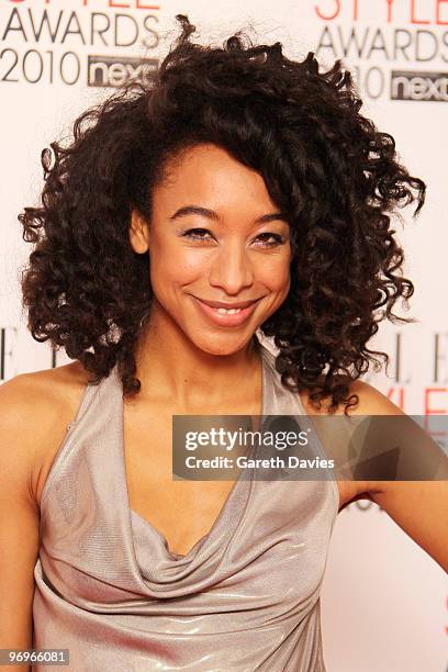 Corrine Bailey Rae poses in front of the winners boards at the Elle Style Awards 2010 held at The Grand Connaught Rooms on February 22, 2010 in...