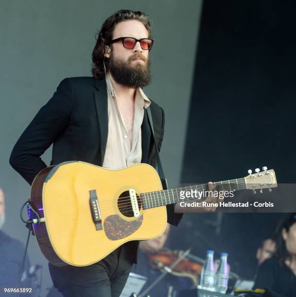Father John Misty performs at Prima Vera Sound at Parc Del Forum on June 01, 2018 in Barcelona, Spain.