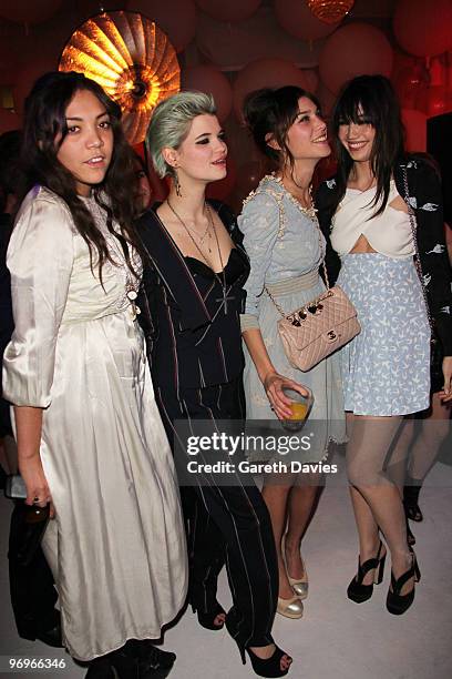 Mikita Oliver, Pixie Geldof, Alexa Chung and Daisy Lowe pose at the Elle Style Awards 2010 afterparty held at The Grand Connaught Rooms on February...