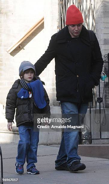 Actor Matthew Broderick and his son James Wilke Broderick walk in the city on February 22, 2010 in New York City.