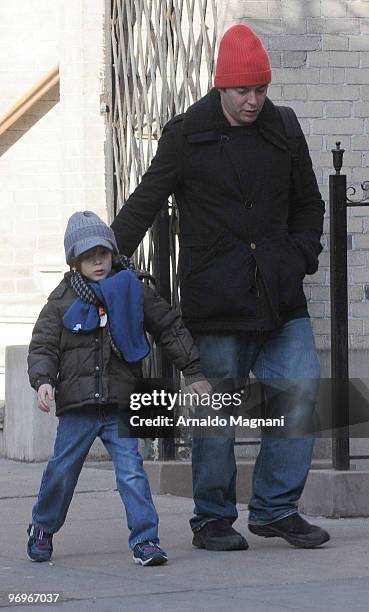 Actor Matthew Broderick and his son James Wilke Broderick walk in the city on February 22, 2010 in New York City.