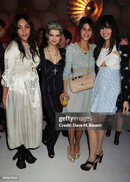 Miquita Oliver, Pixie Geldof, Alexa Chung and Daisy Lowe attend the afterparty following the ELLE Style Awards 2010, at the Grand Connaught Rooms on...