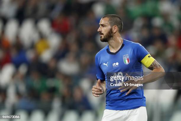 Leonardo Bonucci of Italy during the International friendly match between Italy and The Netherlands at Allianz Stadium on June 04, 2018 in Turin,...