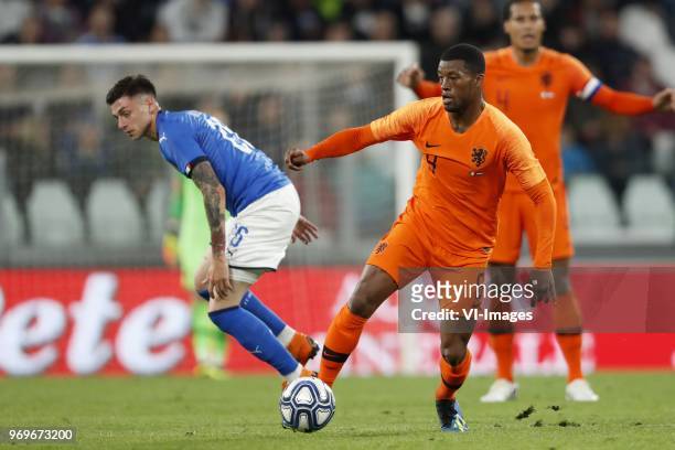 Lorenzo Pellegrini of Italy, Georginio Wijnaldum of Holland during the International friendly match between Italy and The Netherlands at Allianz...