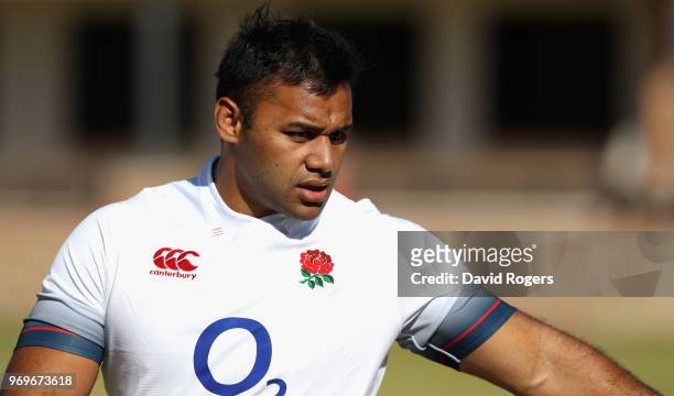 Billy Vunipola looks on during the England training session held at St. Stithians College on June 8, 2018 in Sandton, South Africa.