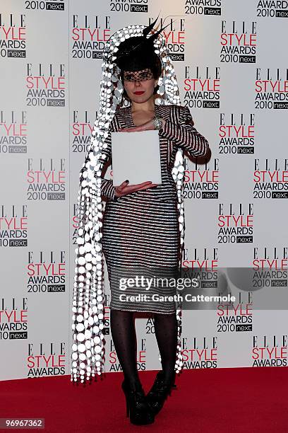 Paloma Faith poses in the Winner's room at the The ELLE Style Awards 2010 at the Grand Connaught Rooms on February 22, 2010 in London, England.