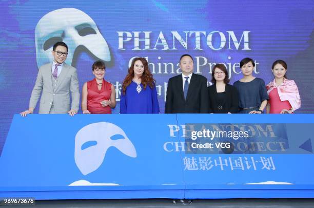 English soprano Sarah Brightman attends the press conference of 'Phantom China Project' at Shanghai Grand Theatre on June 7, 2018 in Shanghai, China.