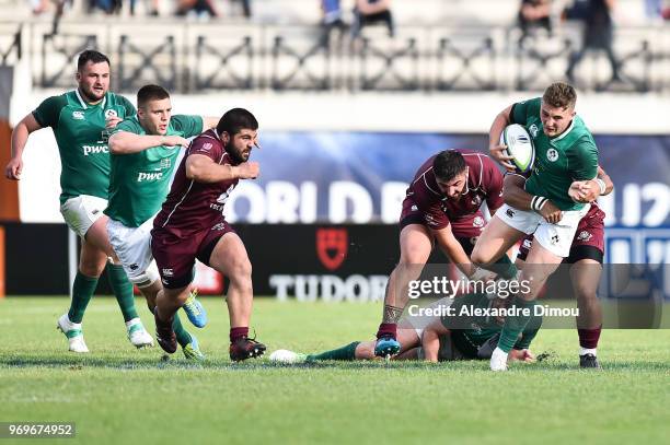 Tommy O Brien of Ireland during the U20 World Championship match between Ireland and Georgia on June 7, 2018 in Narbonne, France.