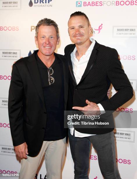 Lance Armstrong and Eric Byrnes attend the Babes for Boobs live auction benefiting Susan G. Komen LA at El Rey Theatre on June 7, 2018 in Los...