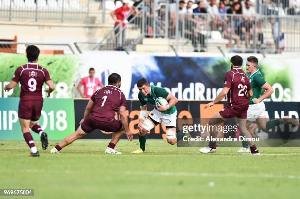 Cormac Daly of Ireland during the U20 World Championship match between Ireland and Georgia on June 7, 2018 in Narbonne, France.