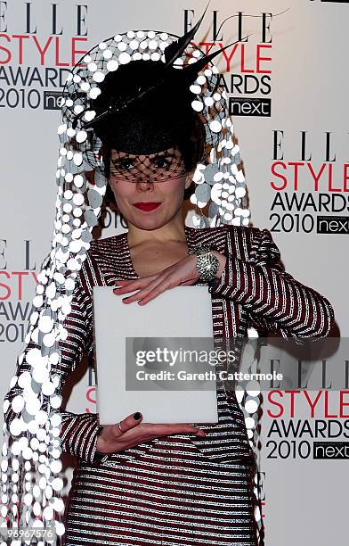 Paloma Faith poses in the Winner's room at the The ELLE Style Awards 2010 at the Grand Connaught Rooms on February 22, 2010 in London, England.