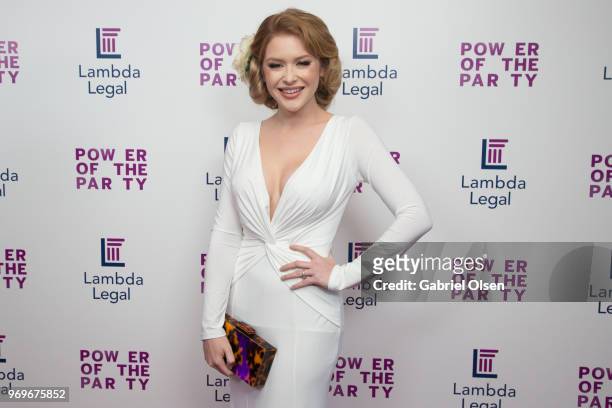 Renee Olstead arrives for the Lambda Legal West Coast Liberty Awards at SLS Hotel at Beverly Hills on June 7, 2018 in Los Angeles, California.