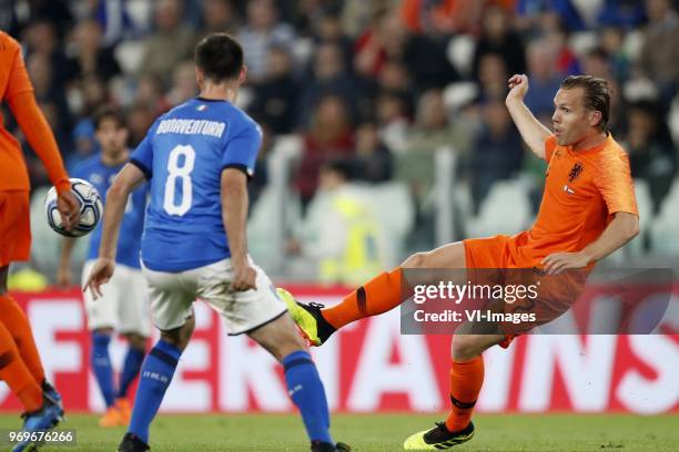 Giacomo Bonaventura of Italy, Ruud Vormer of Holland during the International friendly match between Italy and The Netherlands at Allianz Stadium on...