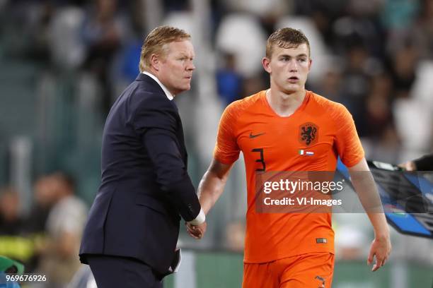 Coach Ronald Koeman of Holland, Matthijs de Ligt of Holland during the International friendly match between Italy and The Netherlands at Allianz...