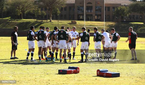 England gather during the England training session held at St. Stithians College on June 8, 2018 in Sandton, South Africa.