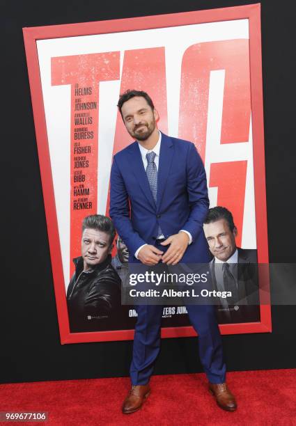 Actor Jake Johnson arrives for the Premiere Of Warner Bros. Pictures And New Line Cinema's "Tag" held at Regency Village Theatre on June 7, 2018 in...