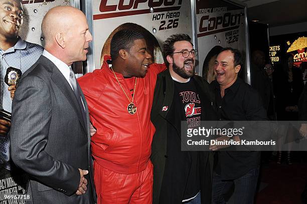 Actor Bruce Willis, actor Tracy Morgan, director Kevin Smith and actor Kevin Pollak attend the premiere of "Cop Out" at AMC Loews Lincoln Square 13...