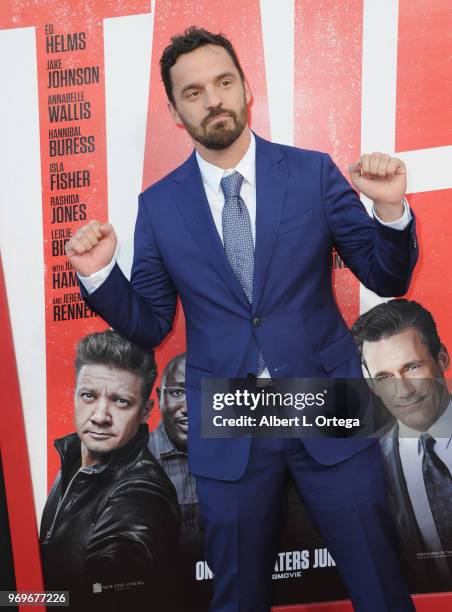 Actor Jake Johnson arrives for the Premiere Of Warner Bros. Pictures And New Line Cinema's "Tag" held at Regency Village Theatre on June 7, 2018 in...