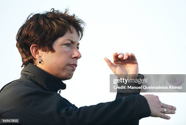 Head coach Maren Meinert of Germany gives instructions during the Women's international friendly match between Germany and England on February 22,...