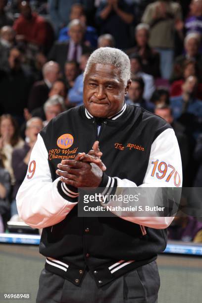 Willis Reed of the 1970 World Champion New York Knicks being honored for the 40th anniversary of his team's championship on February 22, 2010 at...