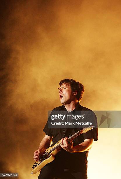 Jim Adkins of Jimmy Eat World performs on stage during Soundwave Festival at Eastern Creek Raceway on February 21, 2010 in Sydney, Australia.