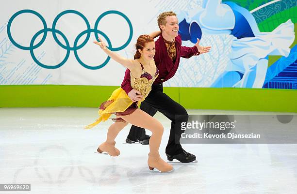 Emily Samuelson and Evan Bates of USA compete in the free dance portion of the Ice Dance competition on day 11 of the 2010 Vancouver Winter Olympics...
