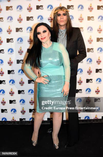 Mario Vaquerizo and Olvido Gara aka Alaska attend the 'Alaska Y Mario' 5th season presentation at Si Senor restaurant on June 7, 2018 in Madrid,...