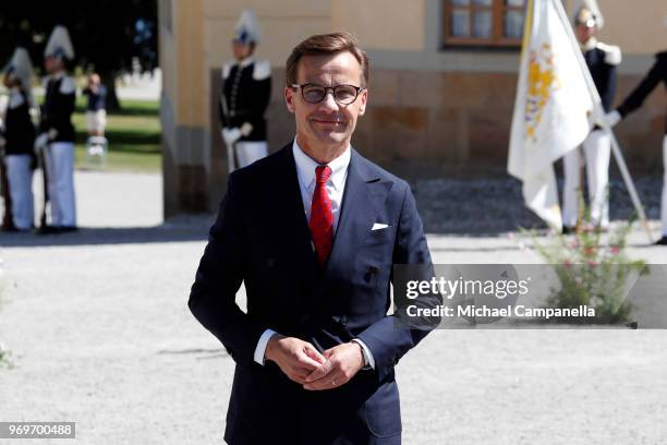 Leader of the swedish moderate party Ulf Kristersson attends the christening of Princess Adrienne of Sweden at Drottningholm Palace Chapel on June 8,...