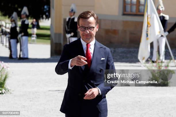 Leader of the swedish moderate party Ulf Kristersson attends the christening of Princess Adrienne of Sweden at Drottningholm Palace Chapel on June 8,...