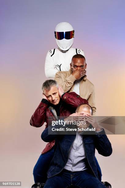 Presenters of Top Gear The Stig, Rory Reid, Matt LeBlanc and Chris Harris are photographed on January 22, 2018 in London, England.