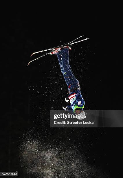 Jeret Peterson of the United States competes during the freestyle skiing men's aerials qualification on day 11 of the Vancouver 2010 Winter Olympics...