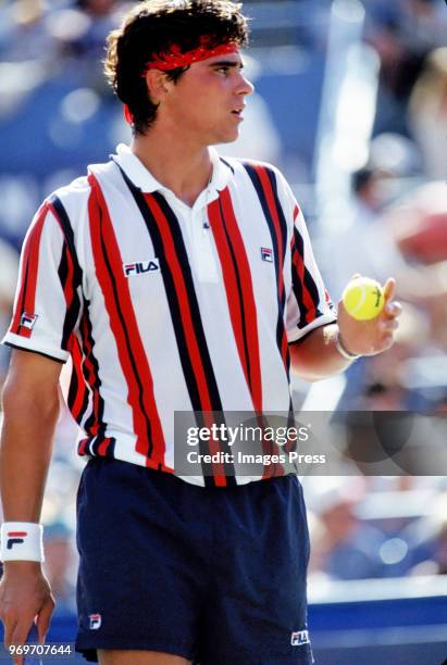 Jason Stoltenburg plays tennis during the 1995 US Open in New York City.