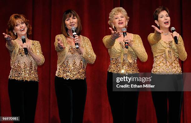 Members of The Golddiggers, singers and dancers from The Dean Martin Show , Susie Ewing, Sheila Allan, Suzy Cadham and Rosie Gitlin perform during a...