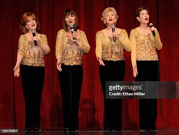 Members of The Golddiggers, singers and dancers from The Dean Martin Show , Susie Ewing, Sheila Allan, Suzy Cadham and Rosie Gitlin perform during a...