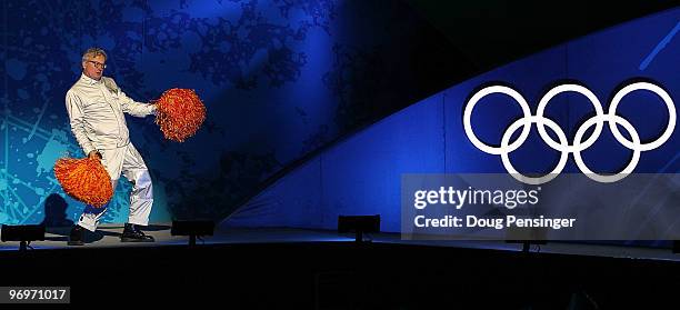 Mark Mothersbaugh of Devo performs at the medal ceremony on day 11 of the Vancouver 2010 Winter Olympics at Whistler Medals Plaza on February 22,...