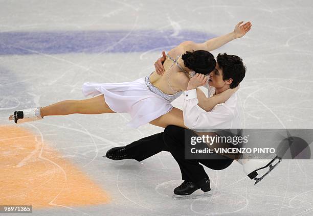 Canada's Tessa Virtue and Scott Moir compete in the 2010 Winter Olympics ice dance figure skating free program at the Pacific Coliseum in Vancouver...