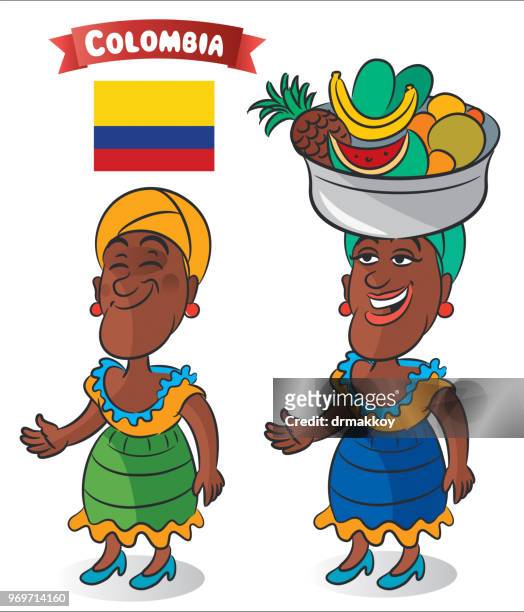 kolumbien-frau - putumayo stock-grafiken, -clipart, -cartoons und -symbole
