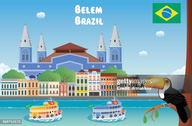 ilustraciones, imágenes clip art, dibujos animados e iconos de stock de belem brasil - estado del amazonas brasil