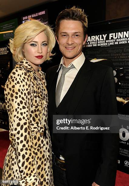 Actress Charlotte Sullivan and director Peter Stebbings arrive at the premiere of Darius Films' "Defendor" on February 22, 2010 in Los Angeles,...